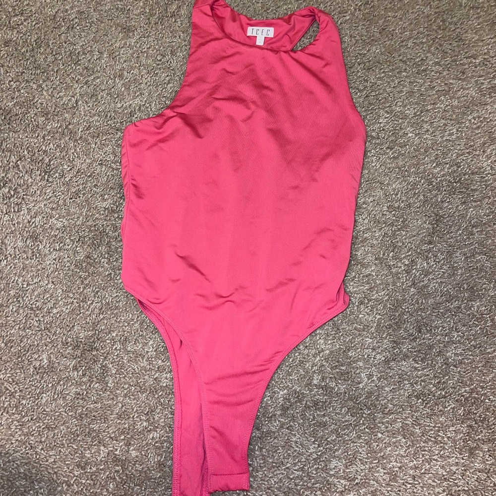 TCEC Vibrant Pink Sleeveless Bodysuit with Removable Bow (Never Worn!)